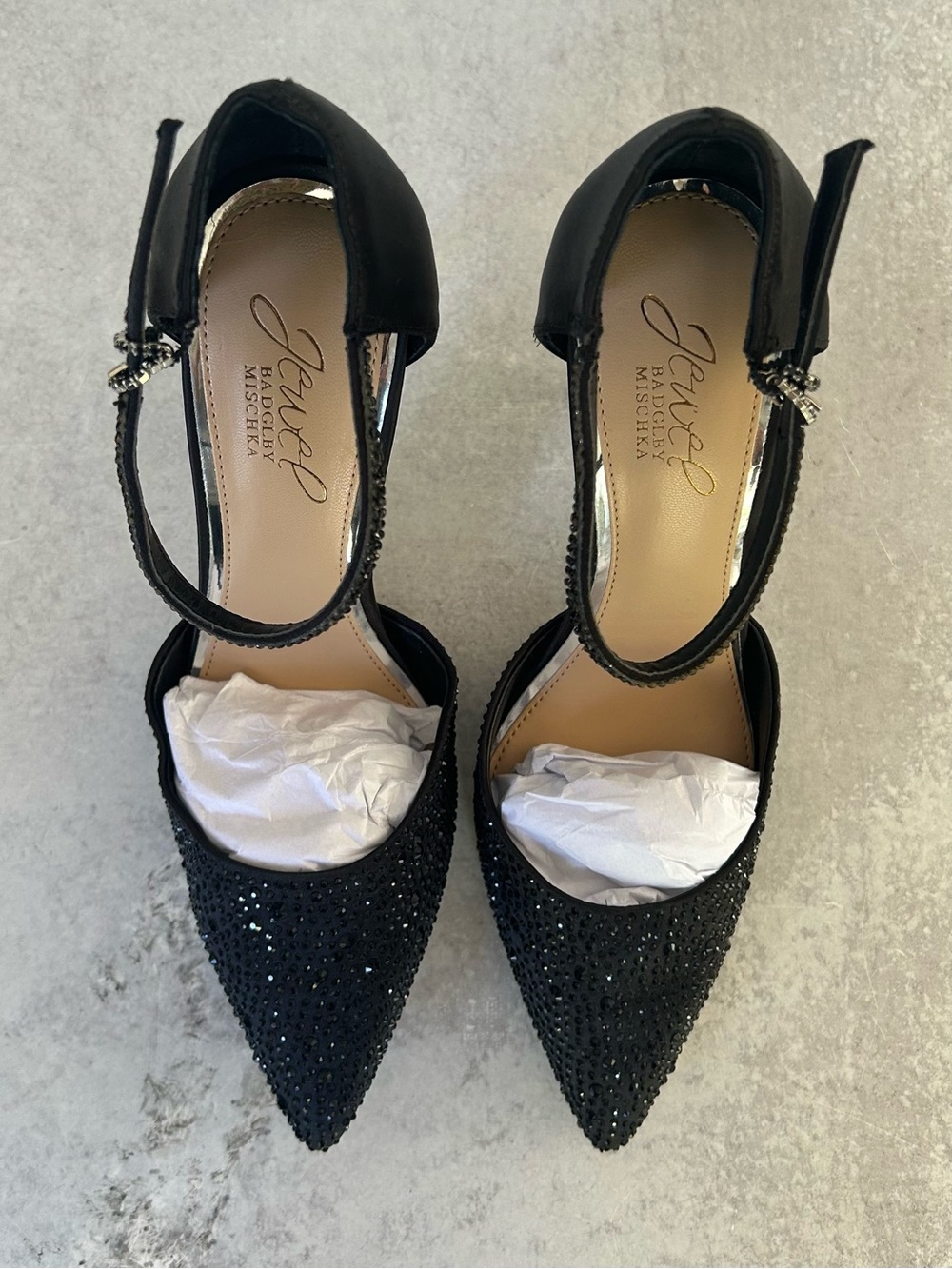 Jewel Badgley Mischka Collection Jailene Ankle Strap Stiletto, Black 7.5 - Picture 9 of 10
